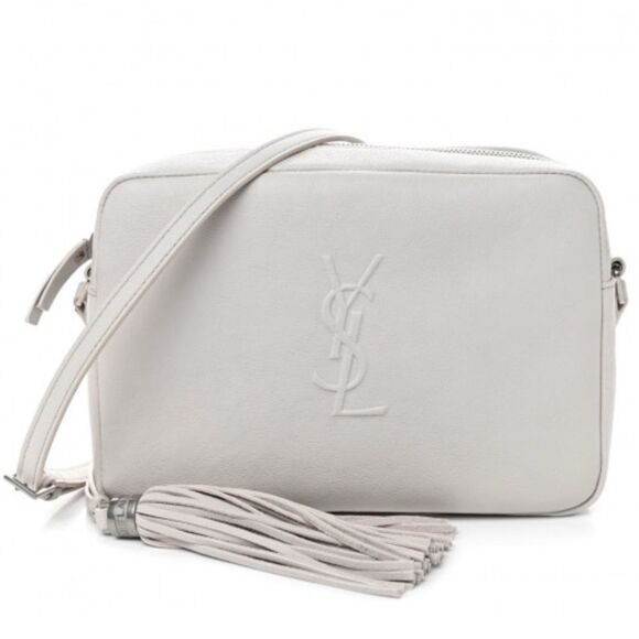 YSL Saint Laurent Lambskin Monogram Small Lou Camera Bag in White - Picture 1 of 14